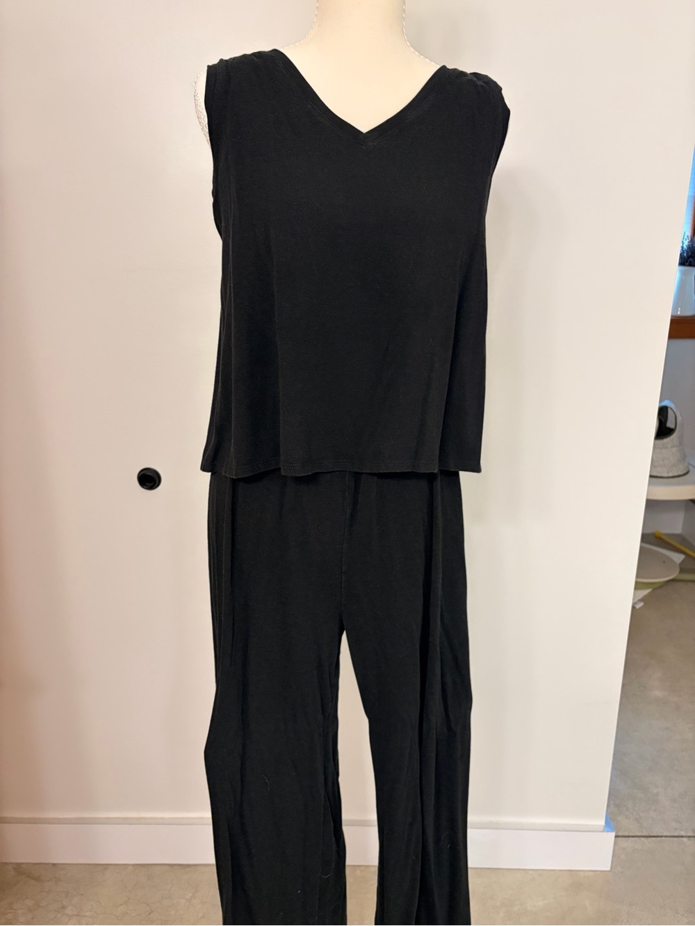 Duet, the Modern Nursing Jumpsuit, Black V-neck wide leg